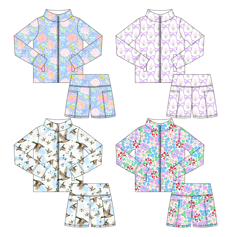 25.5.30 custom each style moq 5eta 4-6week Sibling Sister baby girl long sleeve shorts sets 1 and set 4 match design