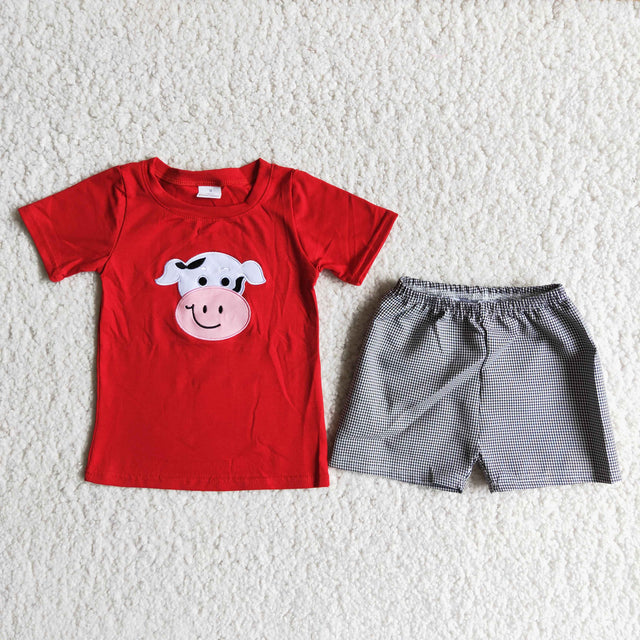 D13-1 Baby boys Cow lattice outfits
