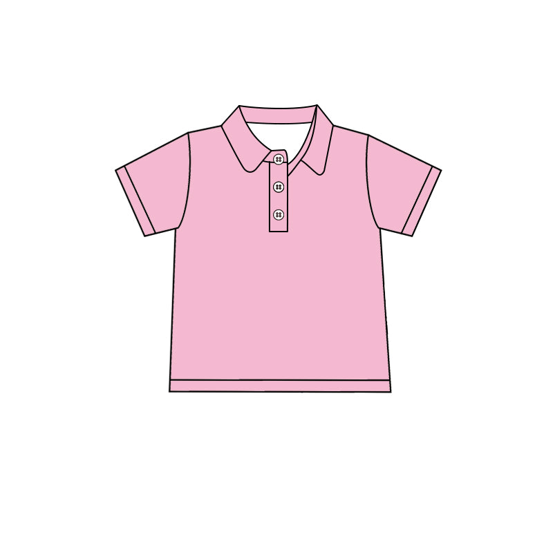 Custom moq 5 boys Blank Cotton short-sleeved polo shirt Light Pink Short-Sleeve Polo Shirt