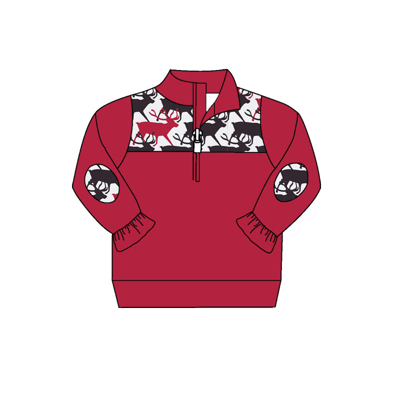 7.10 custom each style moq 5 eta 4-6week baby girls clothes deer rose red long sleeve top