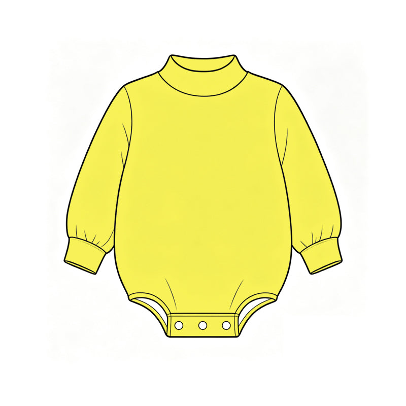 Custom moq 5 boys Blank Cotton Jumpsuit Bright Yellow Long-sleeve high-neck Jumpsuit