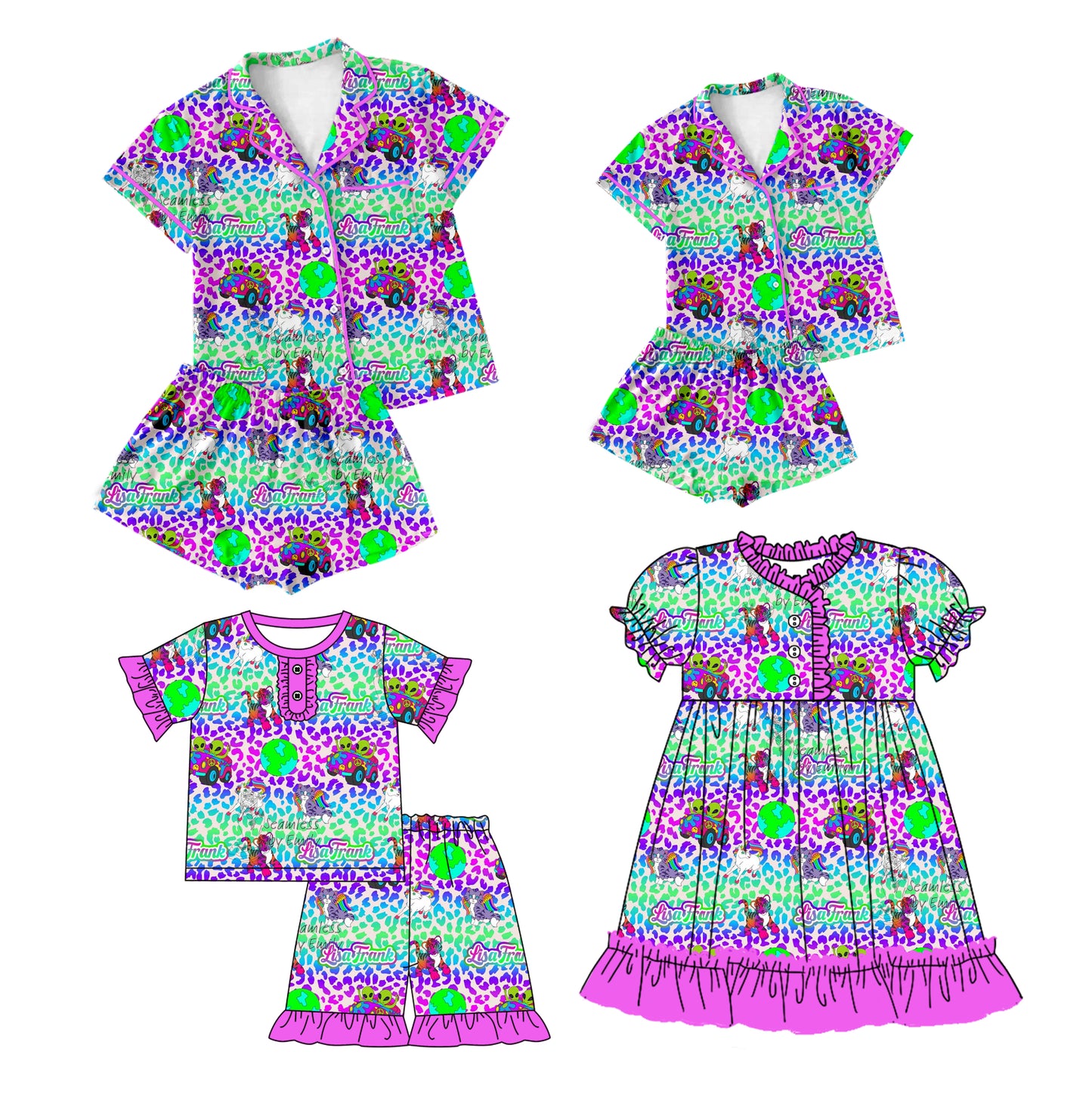 12.12 custom each style moq 5eta 4-6week Sibling Sister leopard riding horse baby girls short sleeve shorts sets and adult sets and girls sets and dress match design