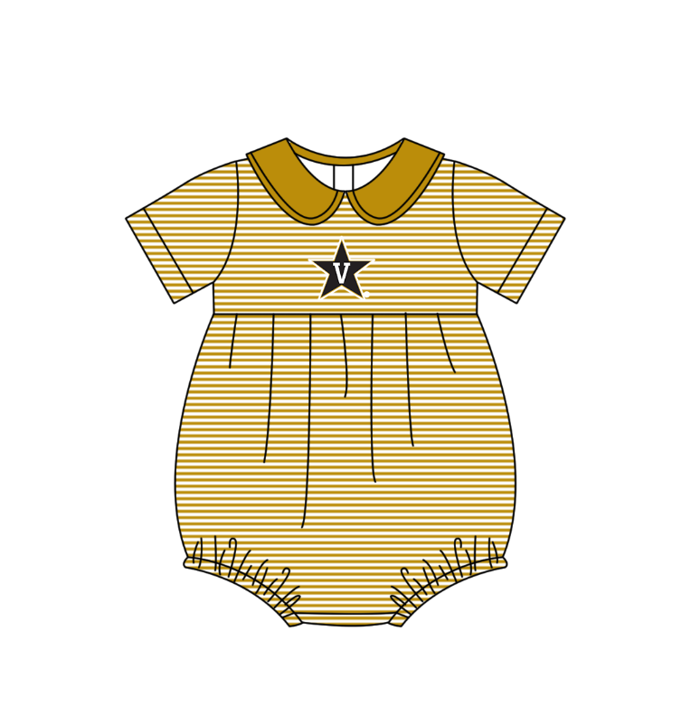 Custom moq 5 mix size milk silk summer teams Baby Boys And Girls Yellow Short-Sleeved Shirt And Shorts Set Matching Striped Rompers Outfit Set