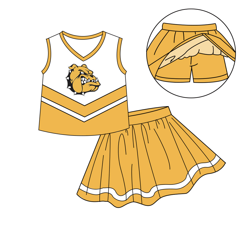 Custom moq 5 mix size milk silk eta 6-8weeks summer team orange baby girls clothes team sleeveless skirts shorts sets-25.7.10