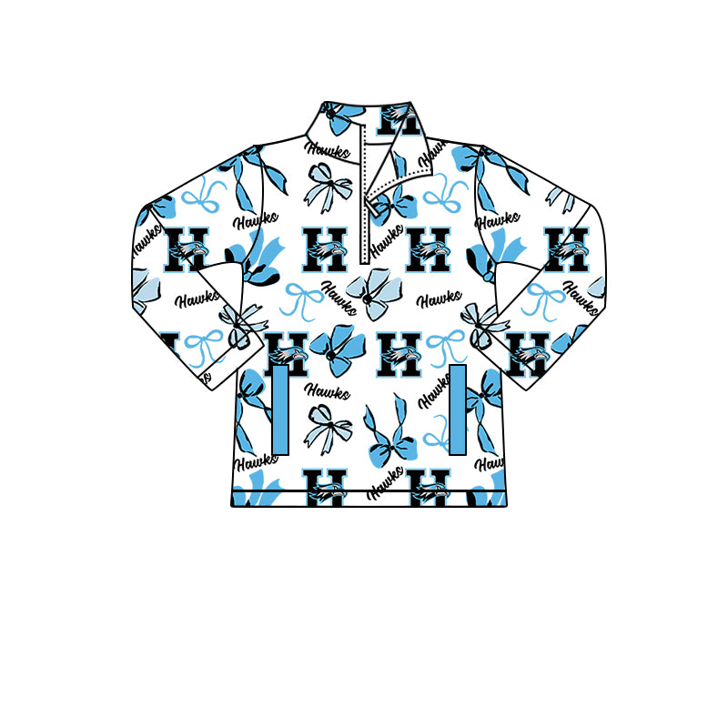 Custom moq 5 mix size milk silk summer teams baby girls clothes bow blue hooded long sleeve pants sets and dress and top and hooded top and pant-25.8.13