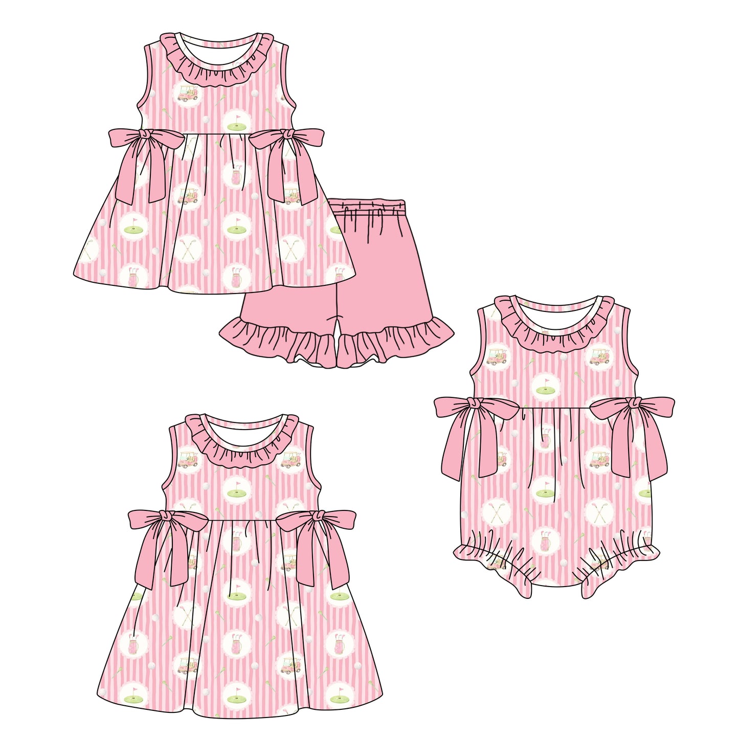 Custom moq 5 mix size Pink Striped Bow Sleeveless Romper Dress Baby Girls Summer Casual Outfit Infant Clothing