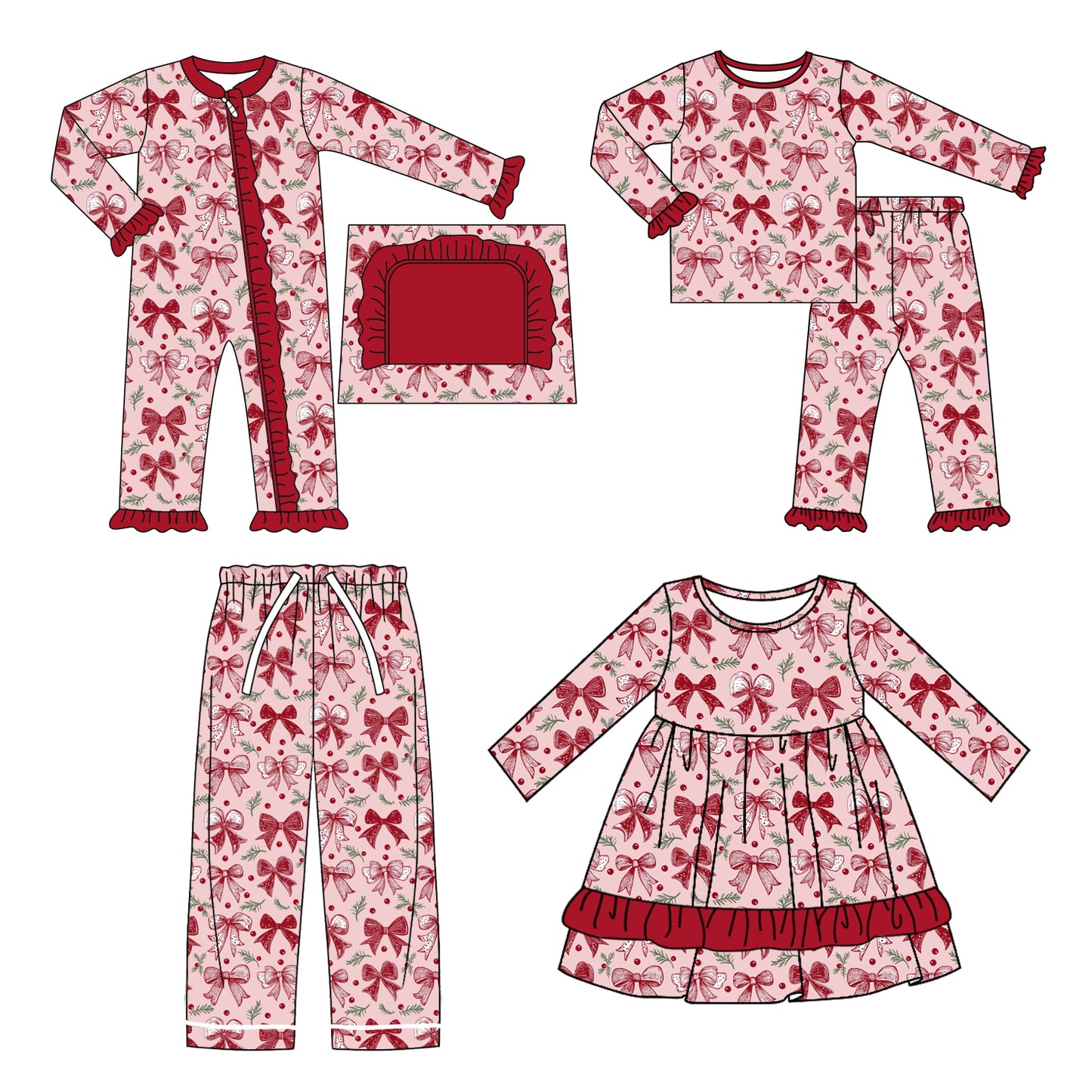 25.5.19 custom each style moq 5eta 4-6week Sibling Sisters bow baby girl long sleeve pants sets and romper and dress and adult pants match family design
