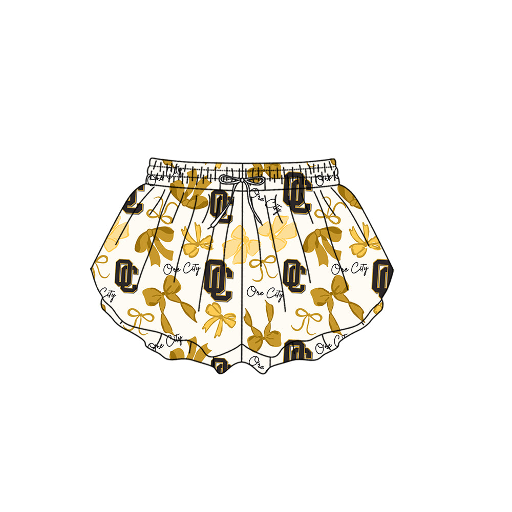 Custom moq 5 mix size milk silk summer teams Baby Girls Yellow Bow Vest Top Skirt Shorts Sets Sleeveless Knee Length Dresses Yoga Shorts Yoga Active Outfit