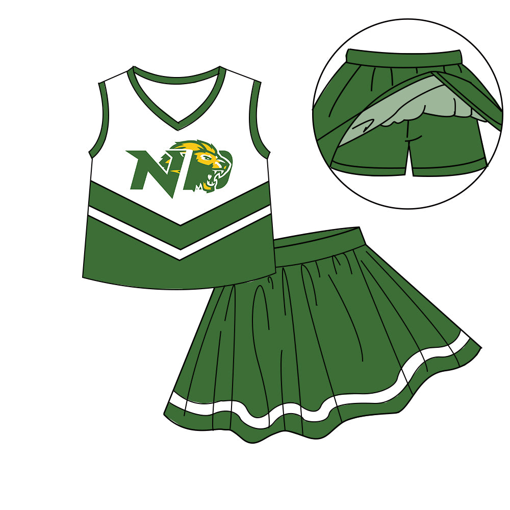 Custom moq 5 mix size milk silk eta 6-8weeks summer team green baby girls clothes team sleeveless skirts shorts sets-25.7.11