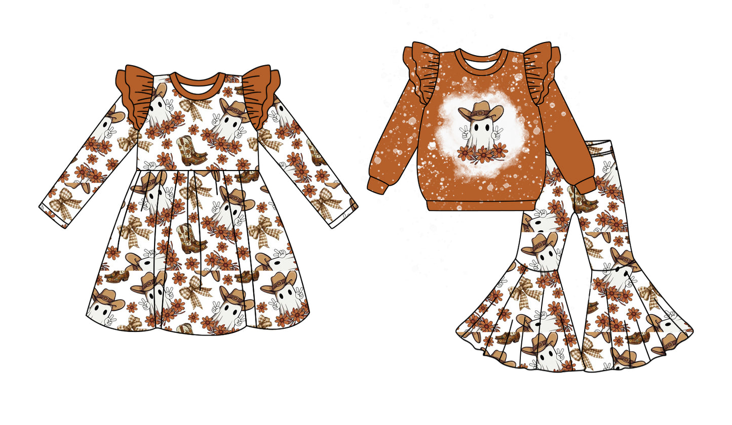 25.6.27 custom each style moq 5eta 4-6week Sibling Sisters boots baby girl long sleeve pants sets and dress match family design