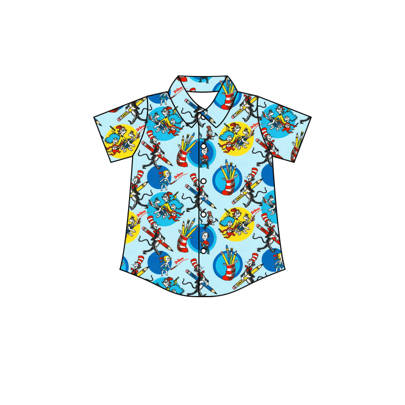 10.3 custom each style moq 5 eta 4-6week baby boys clothes dr blue short sleeve top