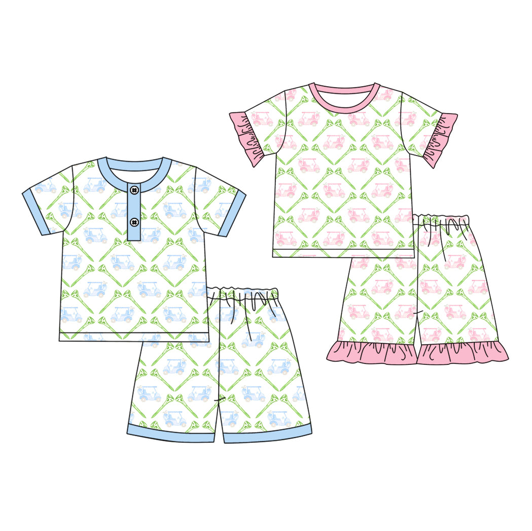 3.6 custom each style moq 5eta 4-6week Sibling Sister bow baby girls short sleeve set and set 2 match design