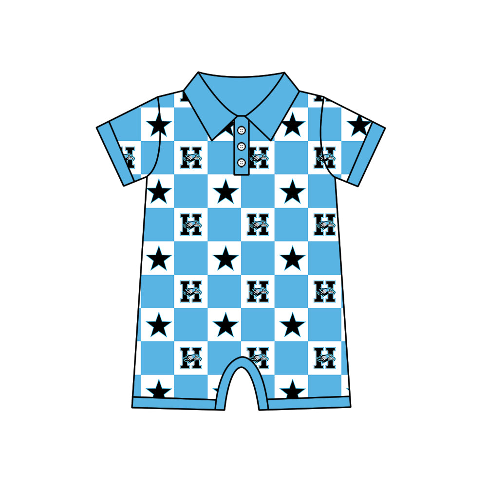 Custom moq 5 mix size milk silk summer teams Baby Girl Blue Sleeveless Top Skirts Set Dress And Shorts Yoga Checked Outfit Boy's Checked Short-Sleeved Polo Shirt And Romper