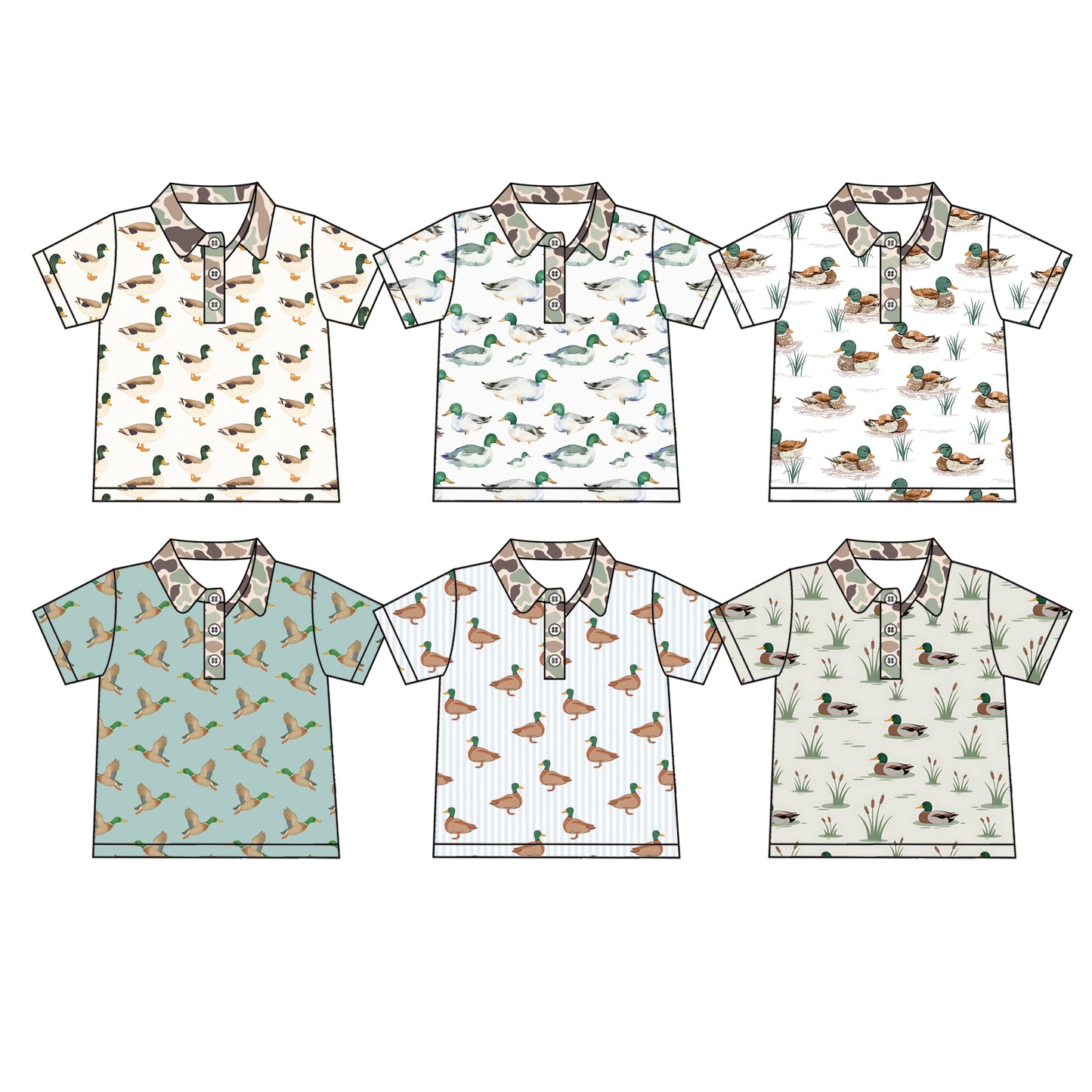 4.13 Custom moq 5 mix size Sibling Baby Boy's Duck Print Short-Sleeved Polo Shirt Top