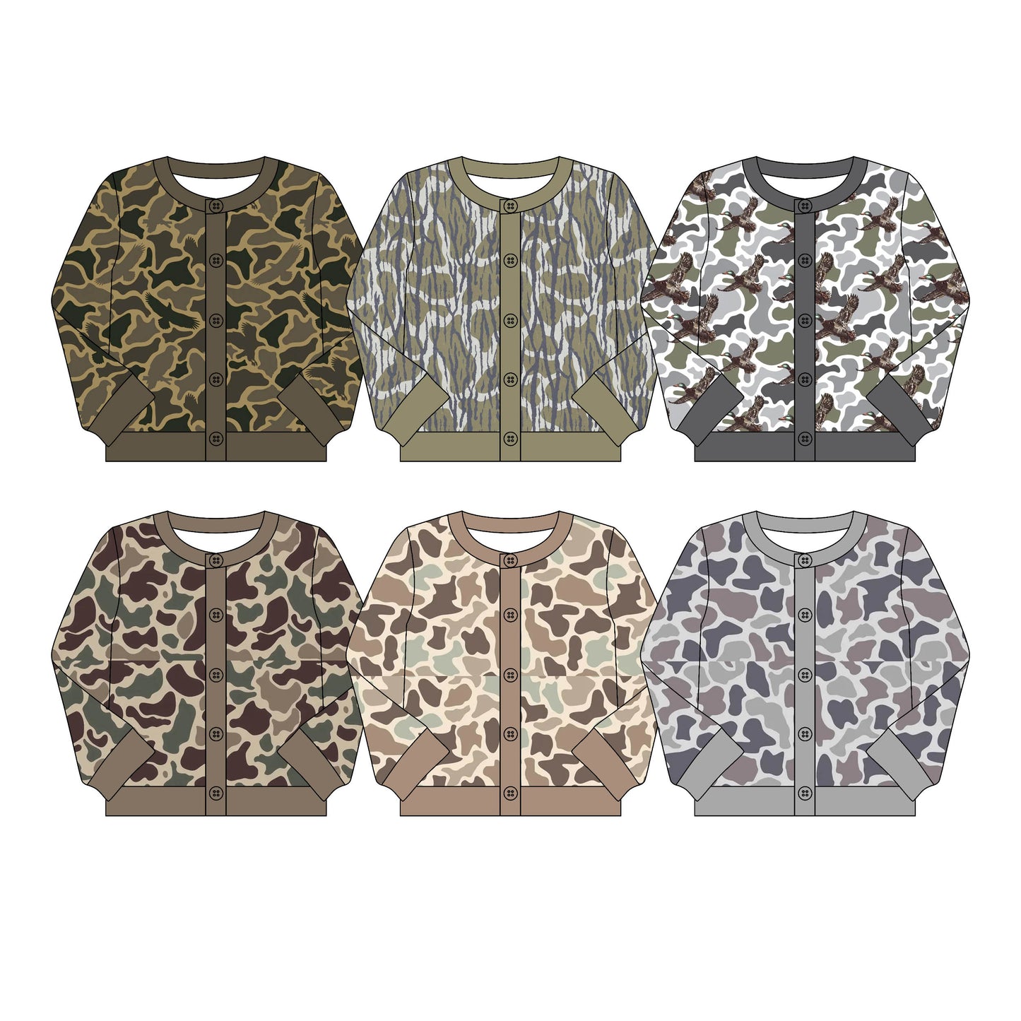 Custom moq 5 mix size Sibling Baby Girl Long-Sleeved Camouflage Button Top Infant Outfit Casual Print Top for Little Girls
