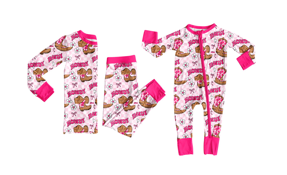 25.7.31 custom each style moq 5eta 4-6week Sibling Sister howdy baby girl long sleeve pants sets and rompers match family design