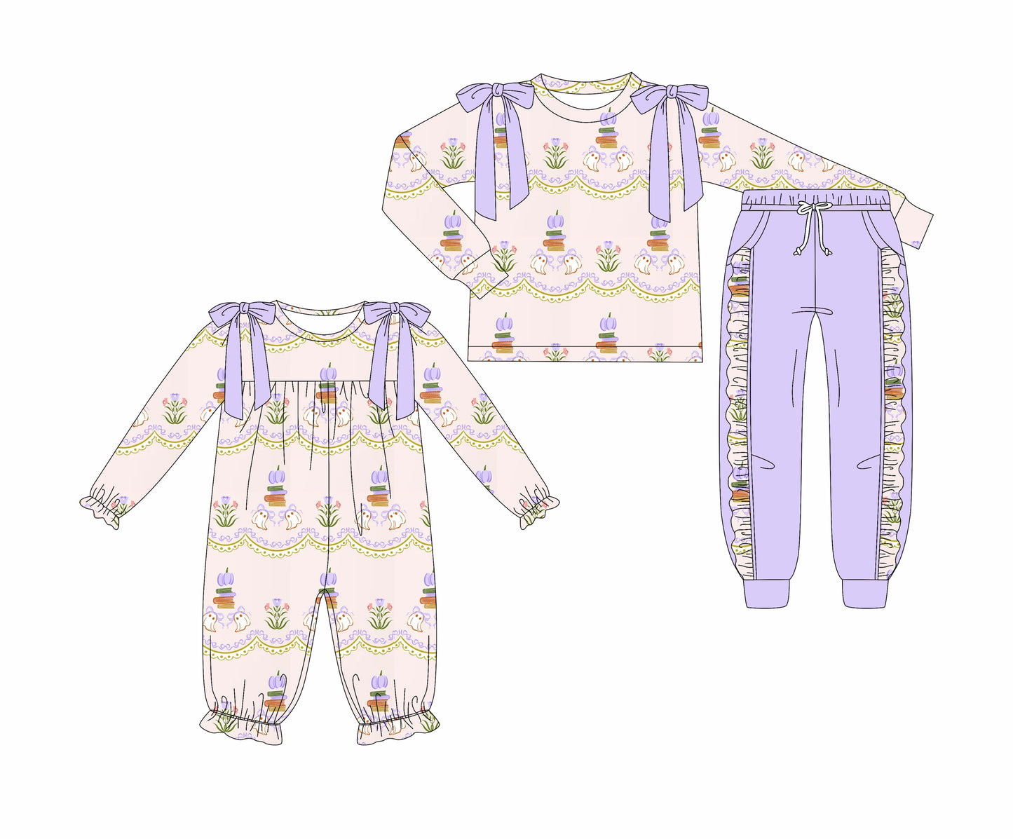 25.7.2 custom each style moq 5eta 4-6week Sibling Sisters pumpkin baby girl long sleeve pants sets and rompers match family design