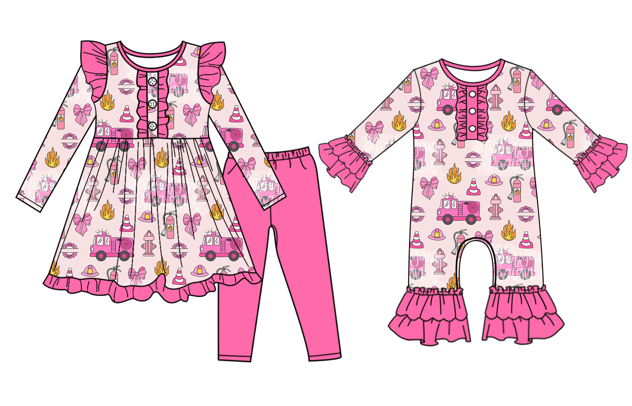 25.6.30 custom each style moq 5eta 4-6week Sibling Sisters pink baby girl long sleeve pants sets and rompers match family design