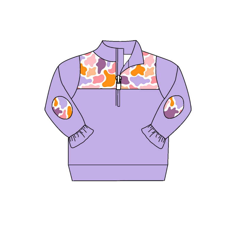 7.11 custom each style moq 5 eta 4-6week baby girls clothes camouflage colorful long sleeve top