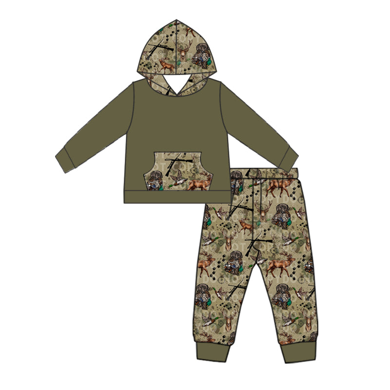 7.6 custom each style moq 5eta 4-6week green hooded long sleeve pants baby boys sets