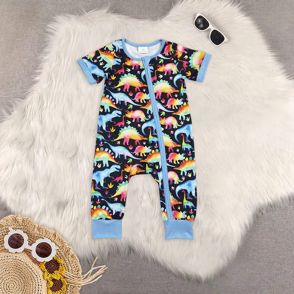 RTS NO MOQ baby boy and girls dinosaur flying sleeve dress and romper