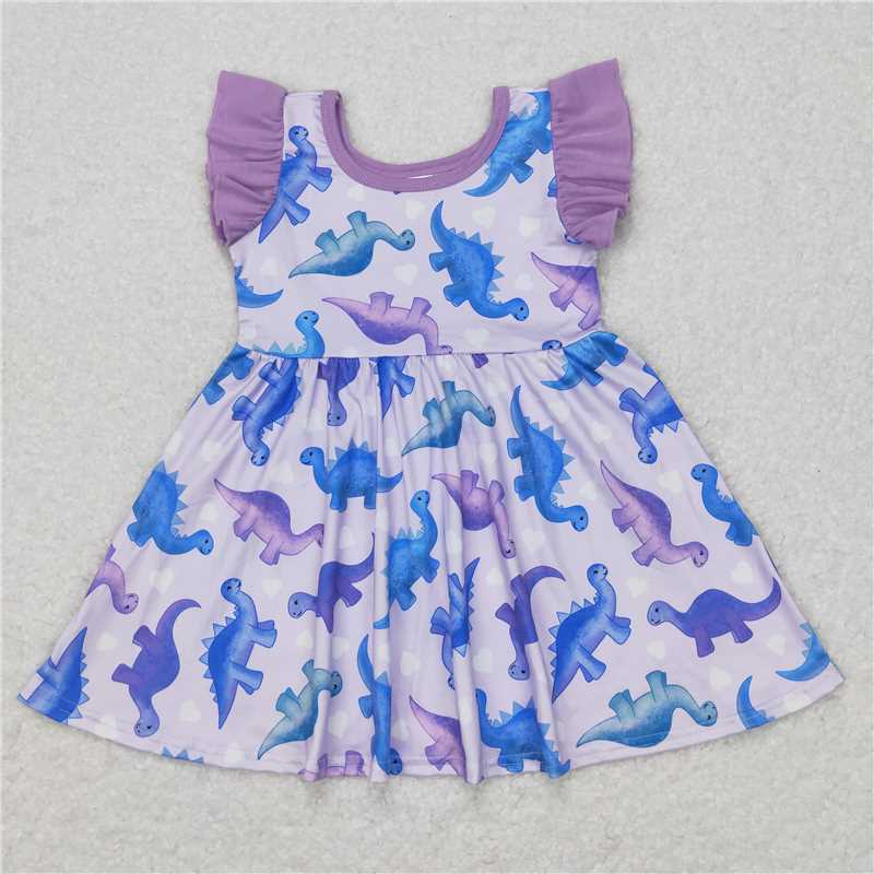 RTS NO MOQ Girls Boys dinosuar short sleeve pants Clothes Sets and dress