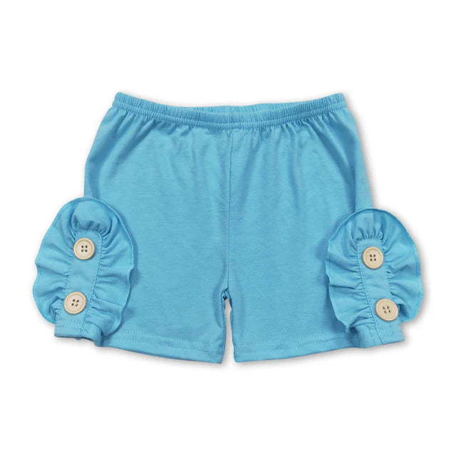 RTS NO MOQ Sibling Baby Girls Summer Dark Pink Cotton Buttons Shorts