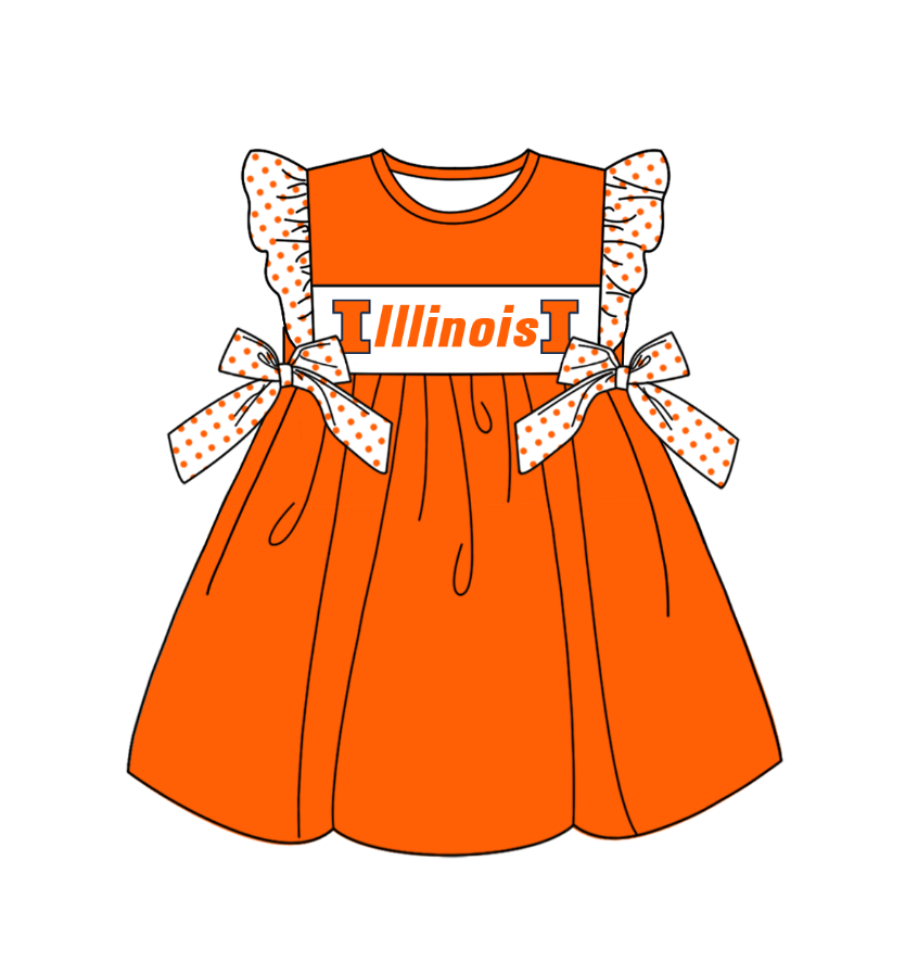 custom moq 3 eta 6-7weeks baby girls clothes Trump orange flying Sleeves Dress
