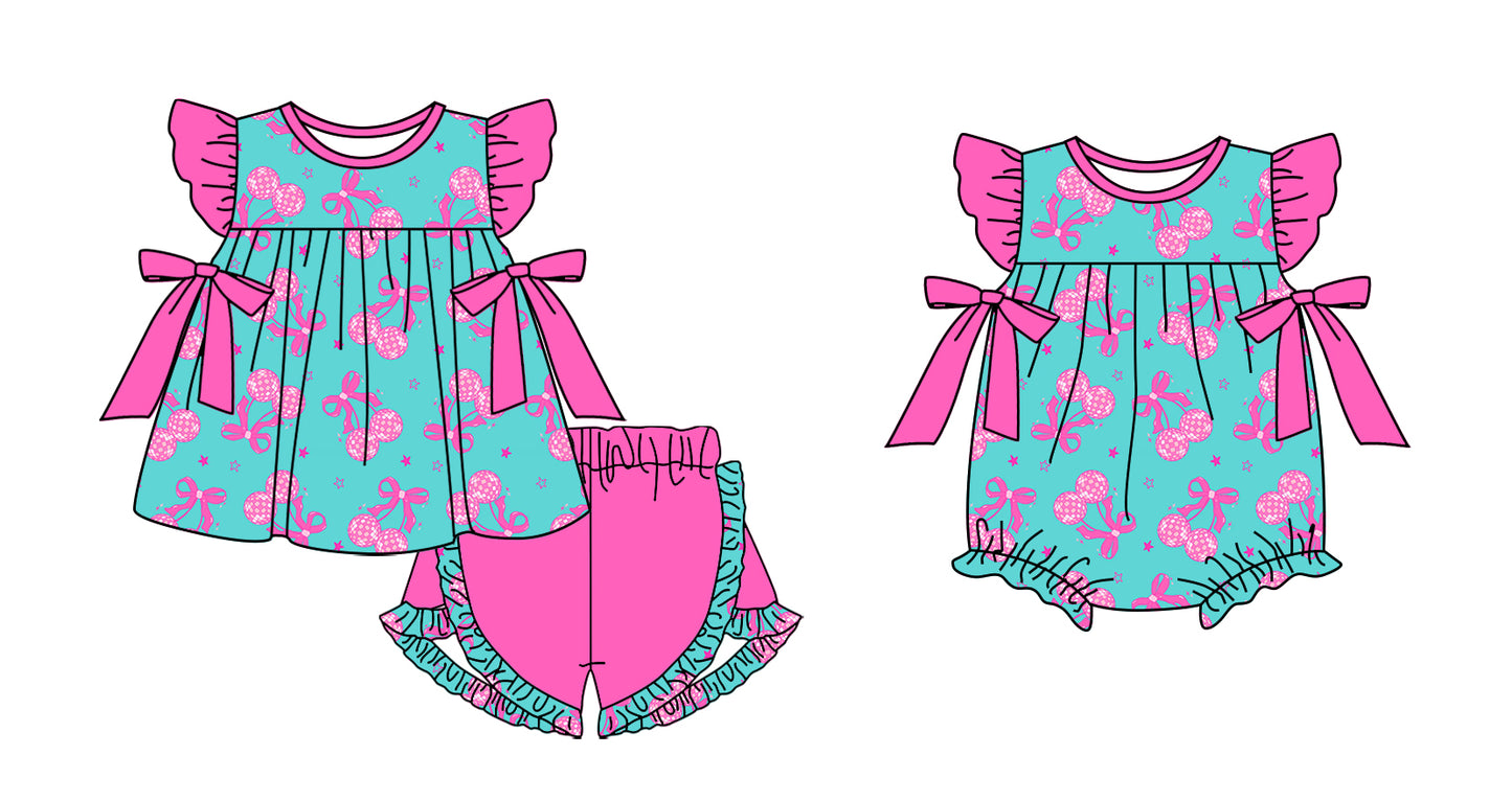 11.13 custom each style moq 5eta 4-6week Sibling Sister bow baby girl short sleeve shorts sets and rompers match design