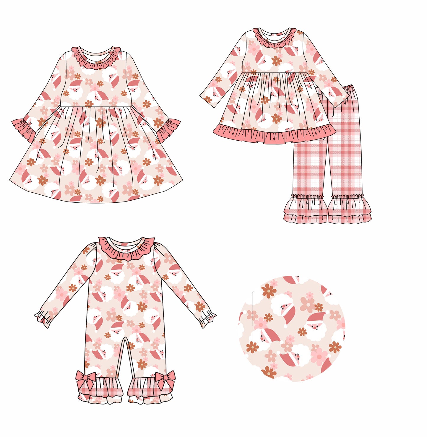 25.7.23 custom each style moq 5eta 4-6week Sibling Sisters Christmas baby girl long sleeve pants sets and dress and rompers match family design
