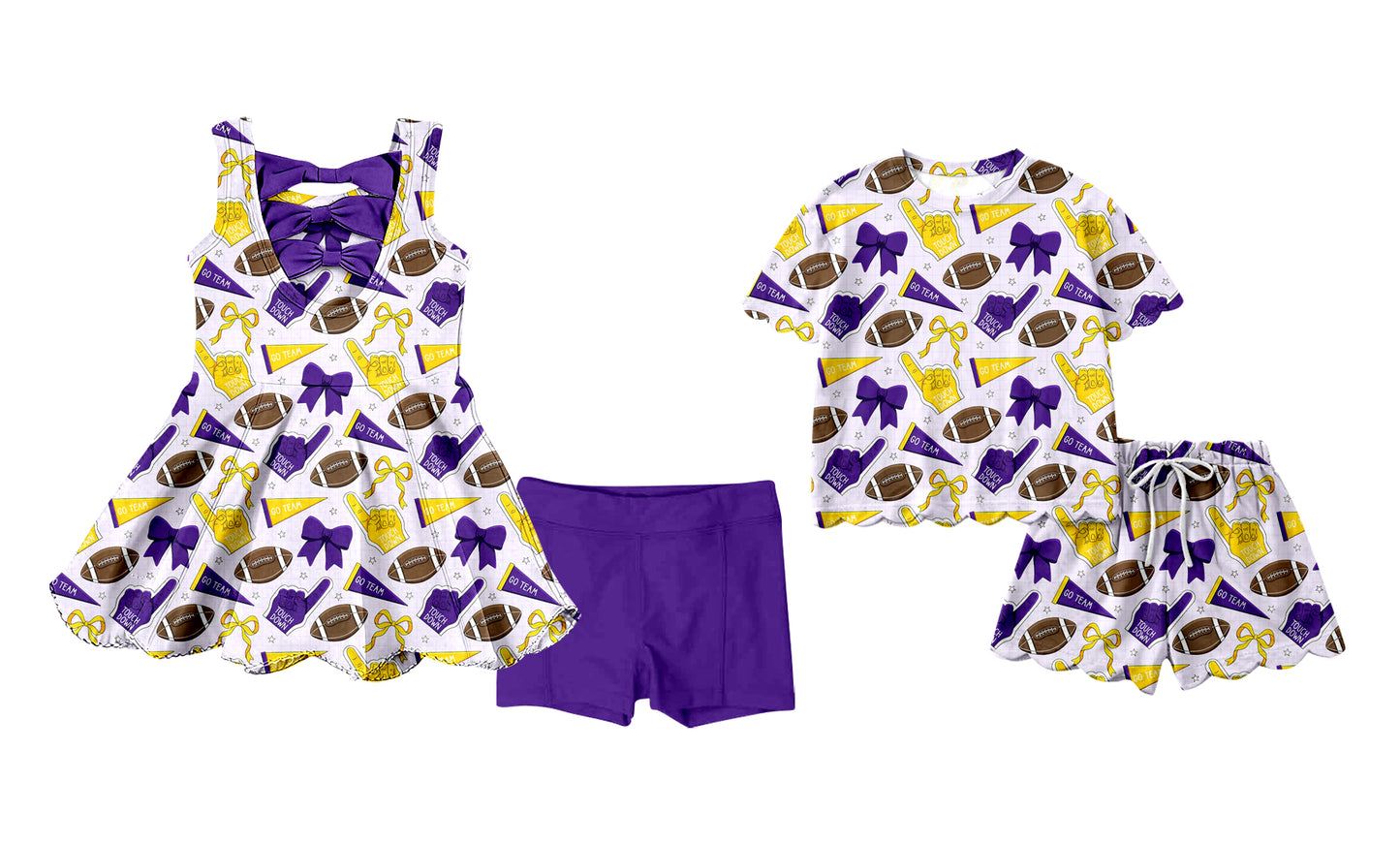 Custom moq 5 mix size Sibling Baby Girl Purple Sleeveless Yoga Dress And Shorts Outfit Short Sleeved Top And Shorts Set