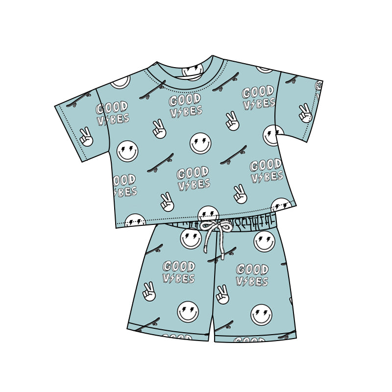 2.26 custom each style moq 5eta 4-6week Sibling Sister smiley baby girls short sleeve shorts sets and set 2 match design