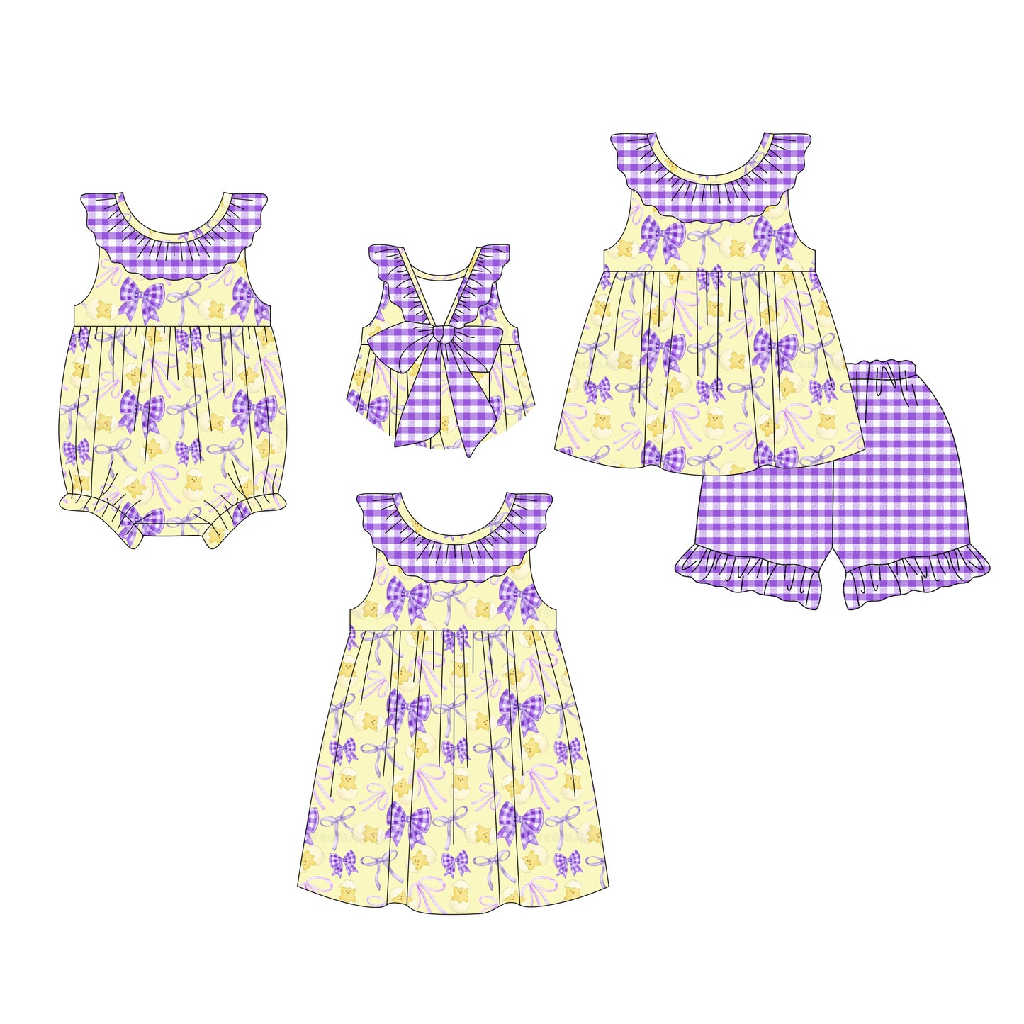 26.1.16 custom each style moq 5 eta 6-8week Sibling Sister bow baby short sleeve shorts sets and romper and dress match design