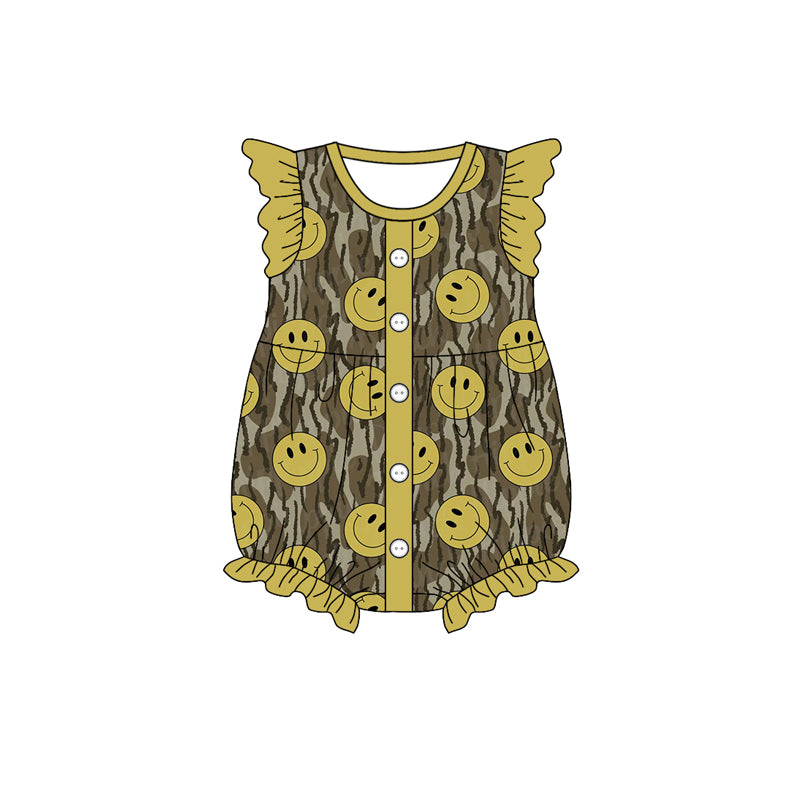 10.18 custom each style moq 5eta 4-6week Sibling Sister smiley camouflage baby girl sets and dress and rompers match family design