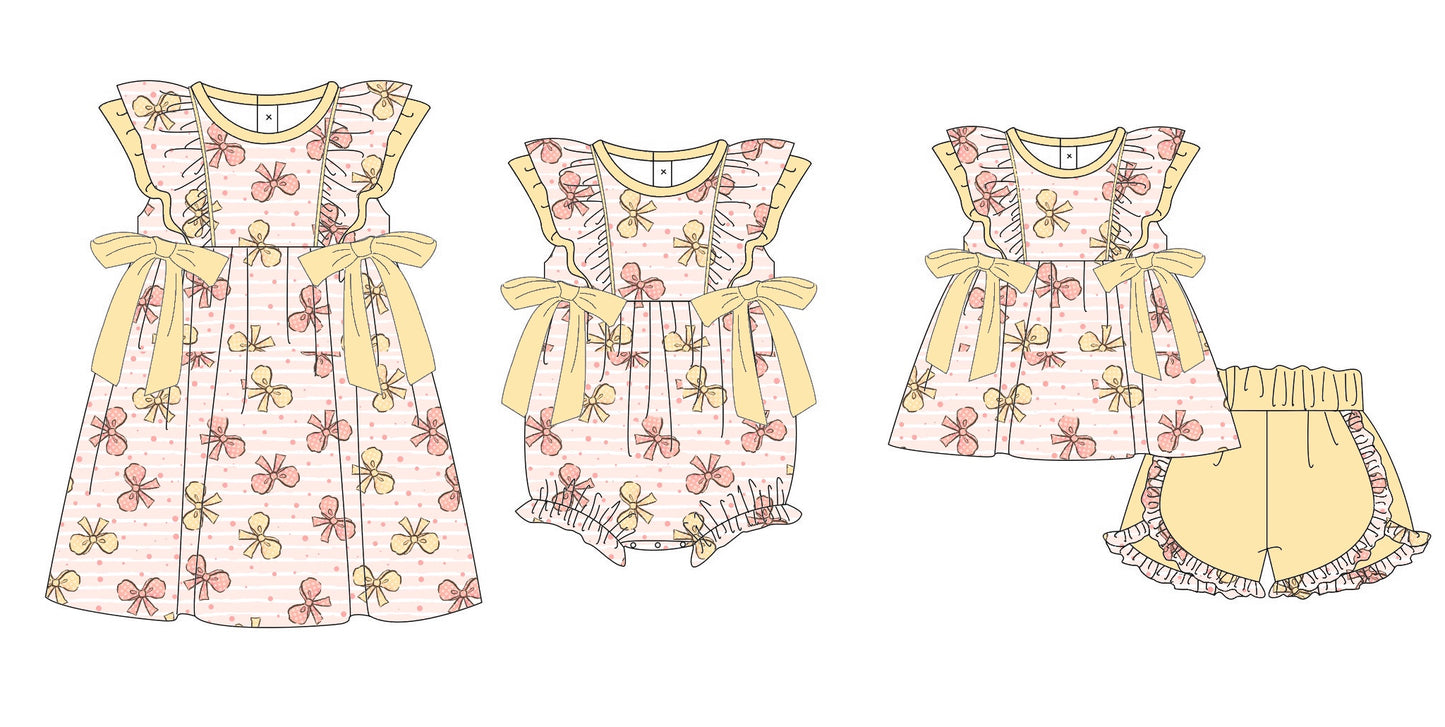 11.11 custom each style moq 5eta 4-6week Sibling Sister floral baby girl sets and dress and rompers match family design