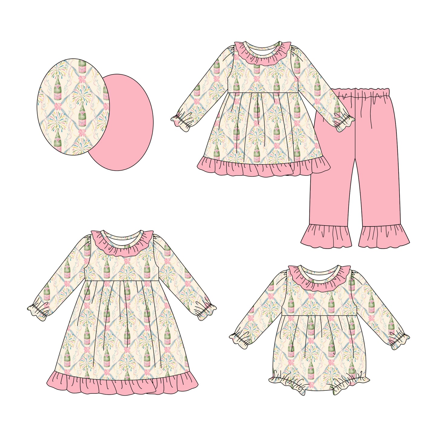 25.8.19 custom each style moq 5eta 4-6week Sibling Sisters Christmas bow baby girl long sleeve pants sets and dress and rompers match family design