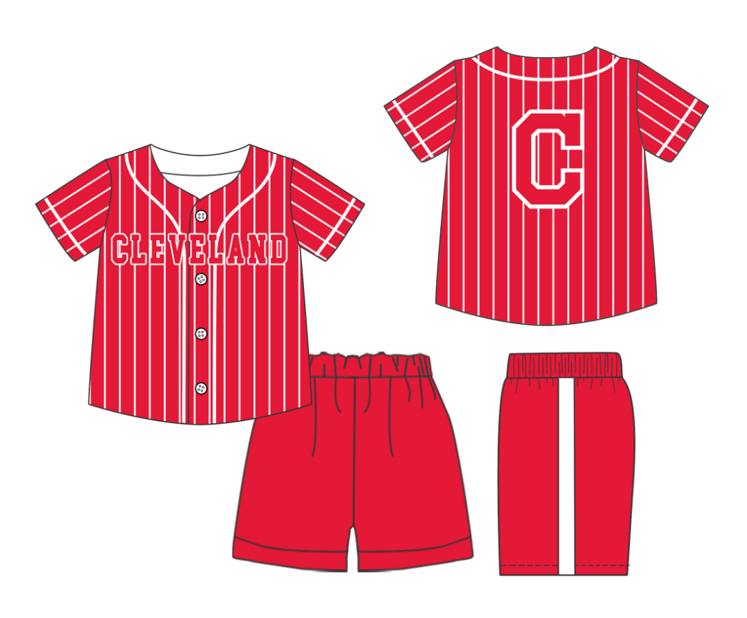 Custom moq 3 or 5 mix size milk silk summer teams baby boy clothes red short sleeve shorts sets-26.1.20