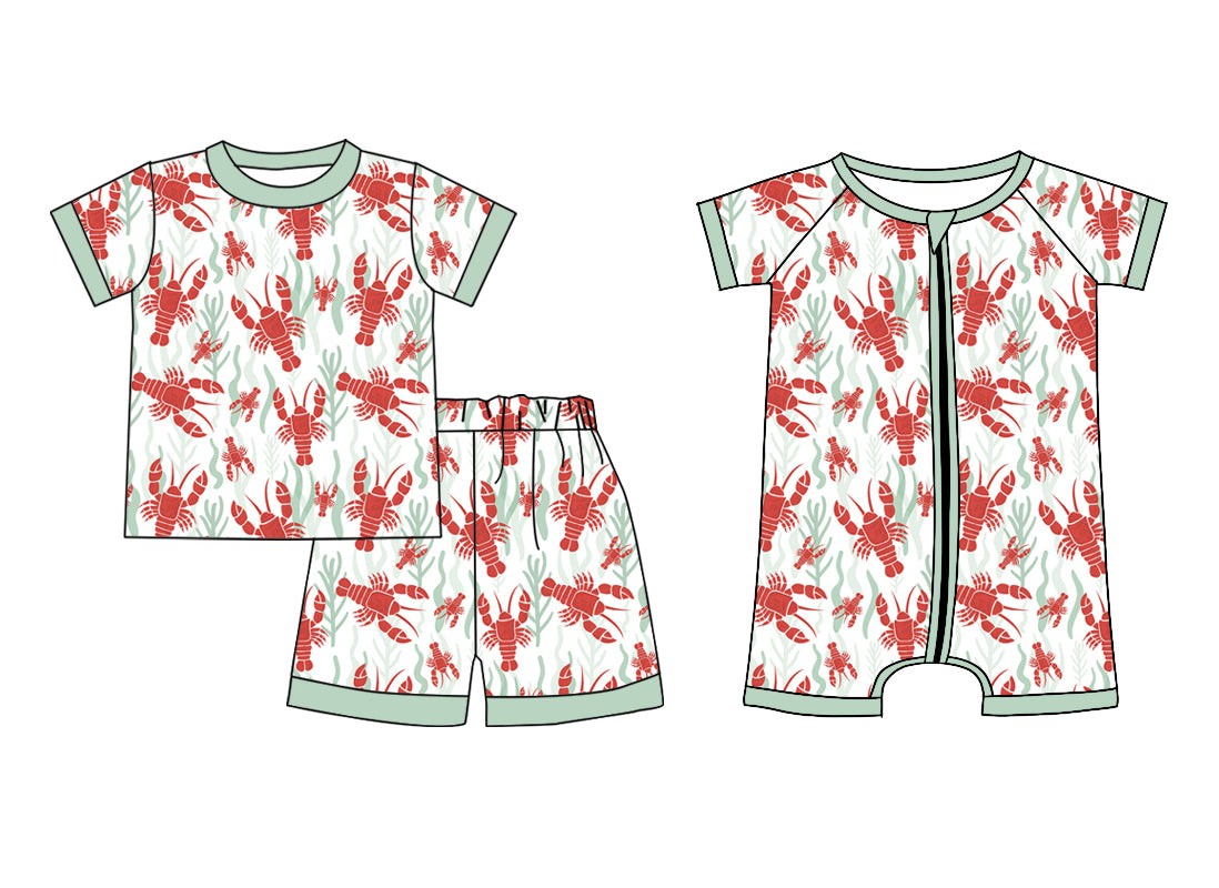 12.21 custom each style moq 5eta 4-6week Sibling Sister crayfish baby boy short sleeve shorts sets and rompers match design