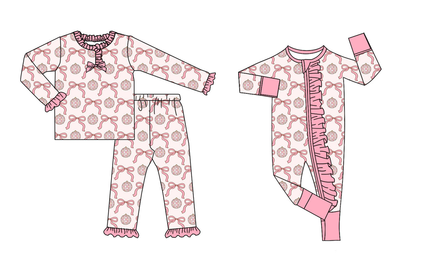25.8.30 custom each style moq 5eta 4-6week Sibling Sisters bow baby girl clothes long sleeve pants sets and romper match family design
