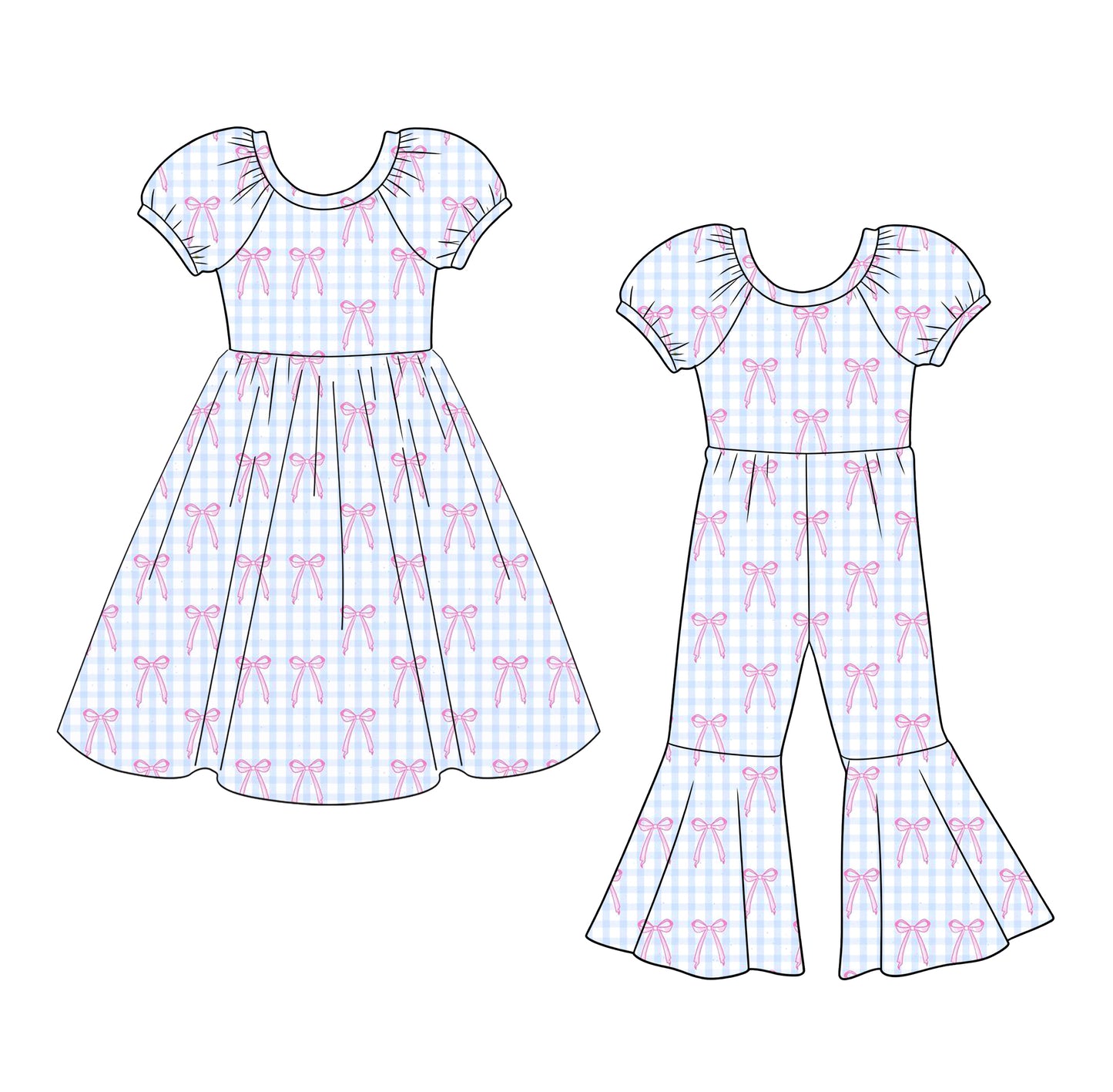 25.12.16 custom each style moq 5 eta 6-8week Sibling Sister bow baby short sleeve dress and jumpsuit match design