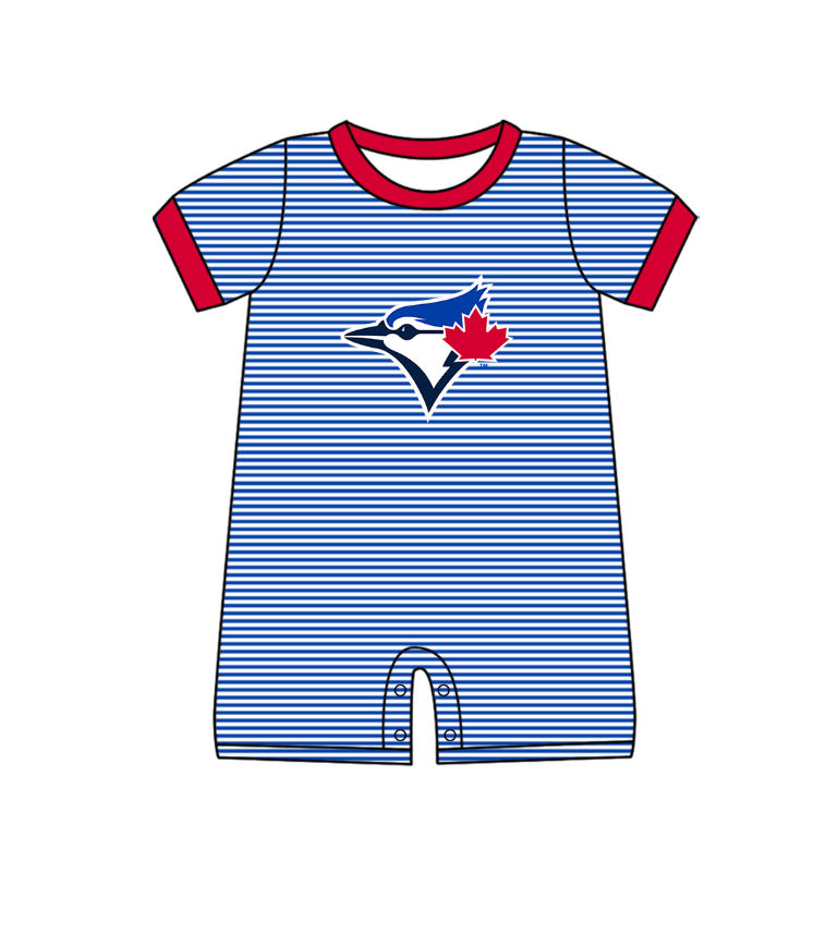 Custom moq 5 mix size milk silk summer teams Baby Boys And Girls Blue Short-Sleeved Shirt And Shorts Set Matching Striped Rompers Outfit Set
