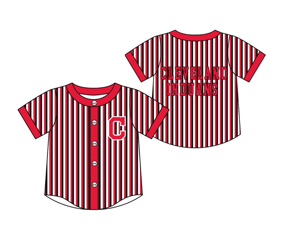 Custom moq 5 mix size milk silk summer teams Red Striped Short-Sleeved Button-Down Shirt for Baby Boy Outfit