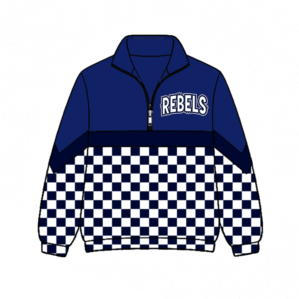 custom moq 5 mix size MSD072906 Baby Kids Checked Zip Pullover Long Sleeve Team Top