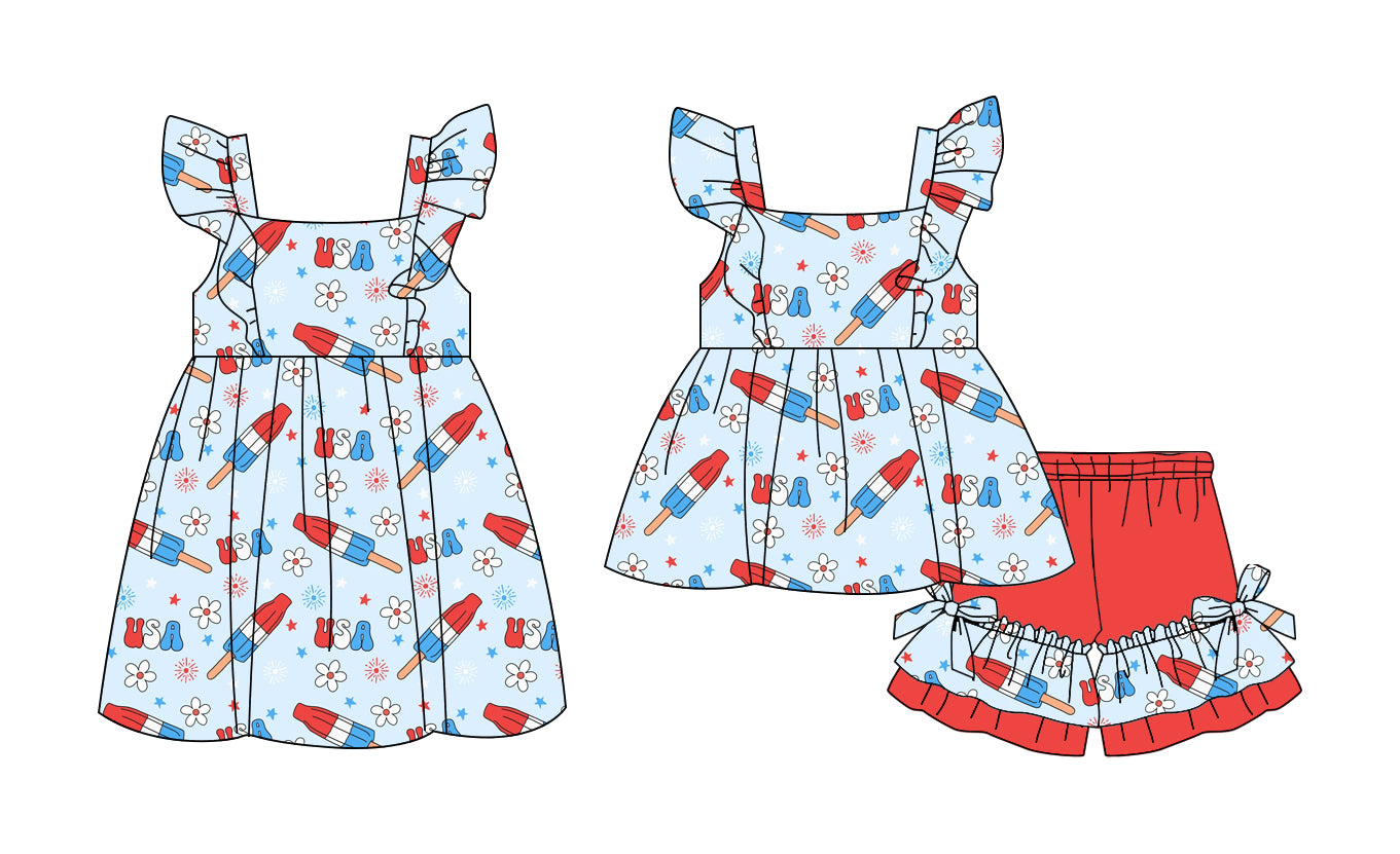25.11.13 custom each style moq 5 eta 6-8week Sibling Sister floral baby short sleeve shorts sets and dress match design