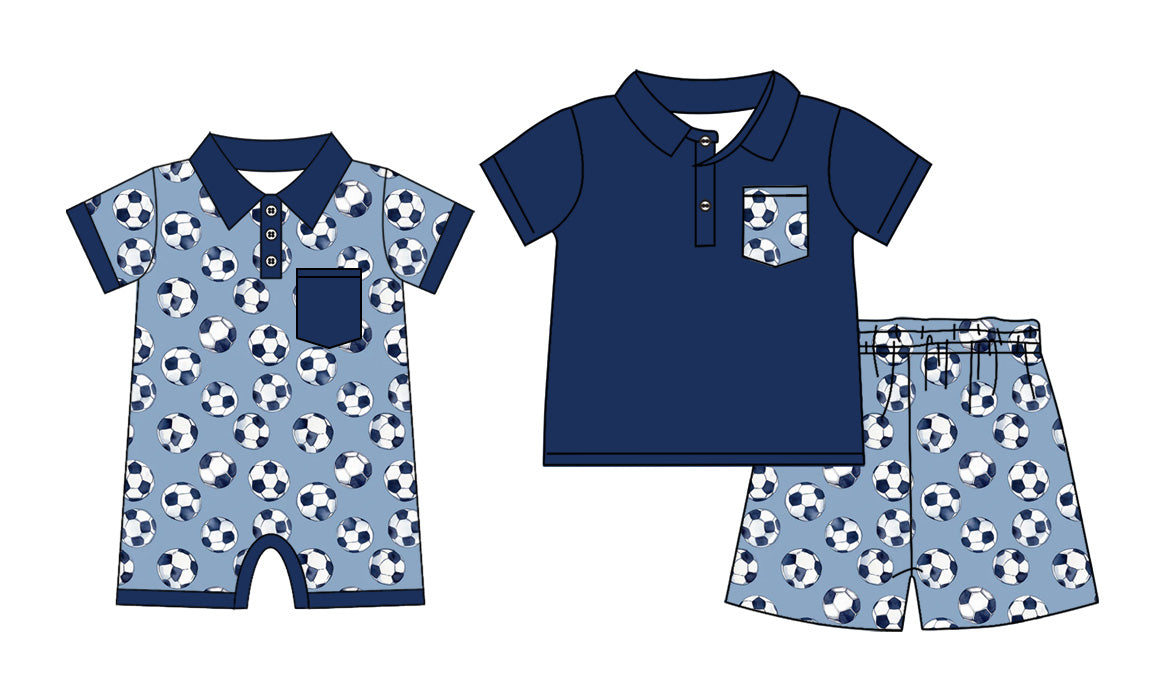 3.31 Custom moq 5 mix size Sibling Baby Boys Navy Blue Romper Short-Sleeved Top And Shorts Set Summer Outfit