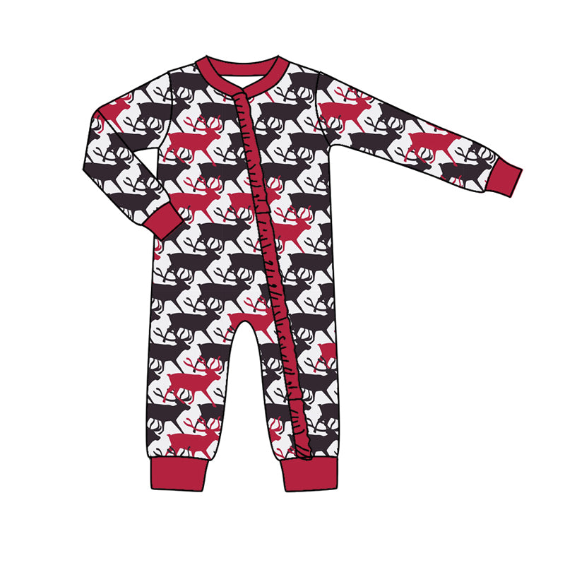 7.10 custom each style moq 5eta 4-6week Sibling Sister deer rose red baby girls sets and rompers match family design