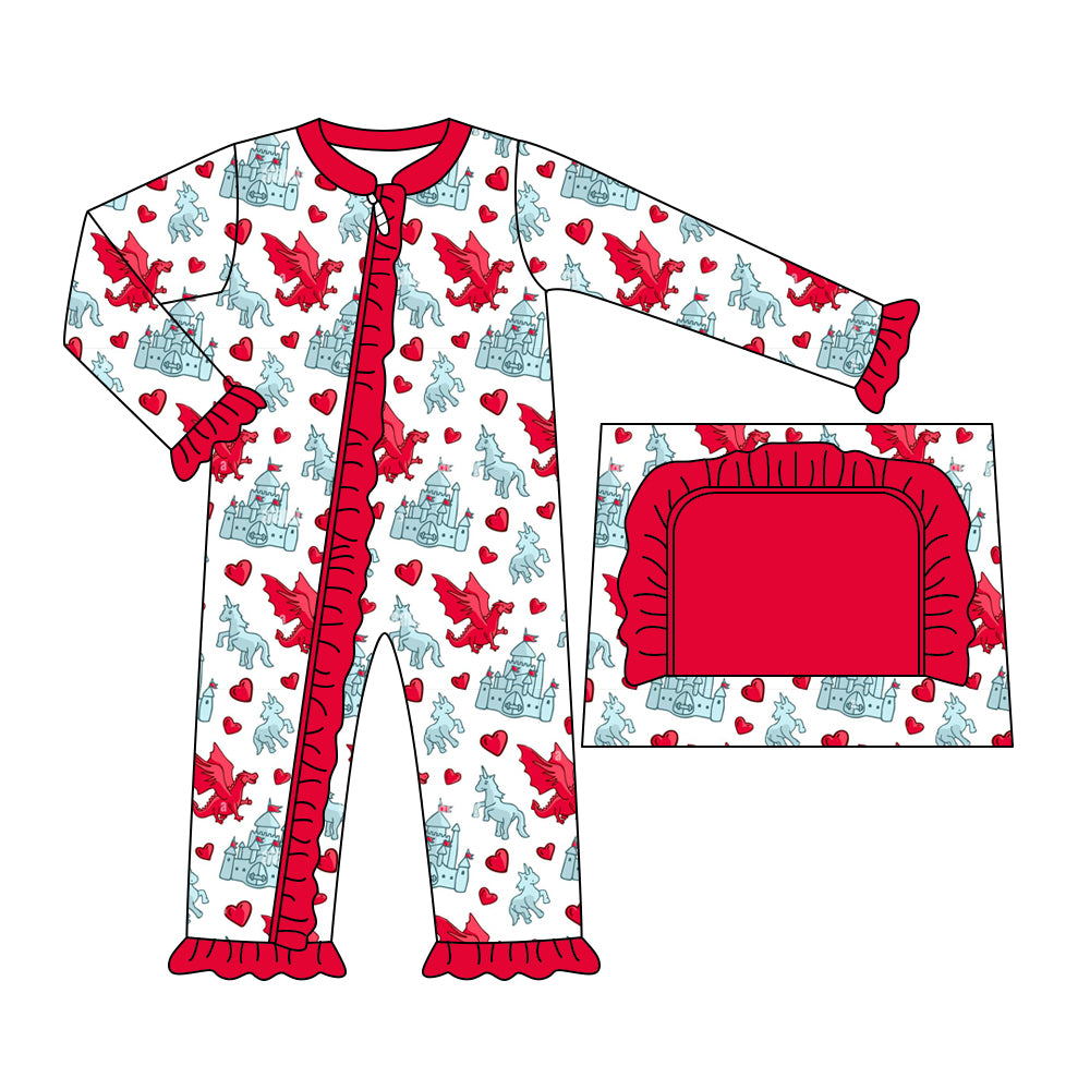 6.25 custom each style moq 5eta 4-6 week Sibling Sister dinosaur red baby girls outfits and romper match family design