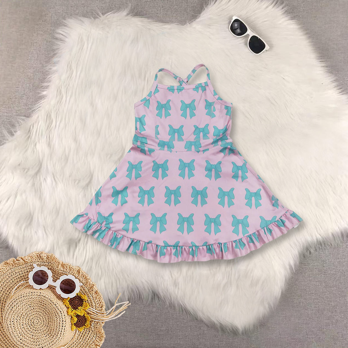 RTS NO MOQ baby girl clothes yoga floral suspender skirt sets