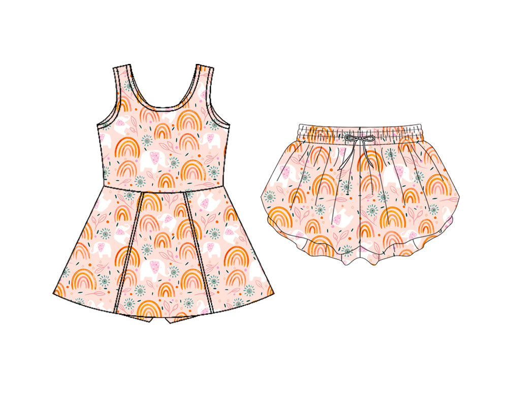 3.6 Custom moq 5 mix size Sibling Baby Girl's Sleeveless Yoga Dress With Shorts Matching Girls Yoga Shorts