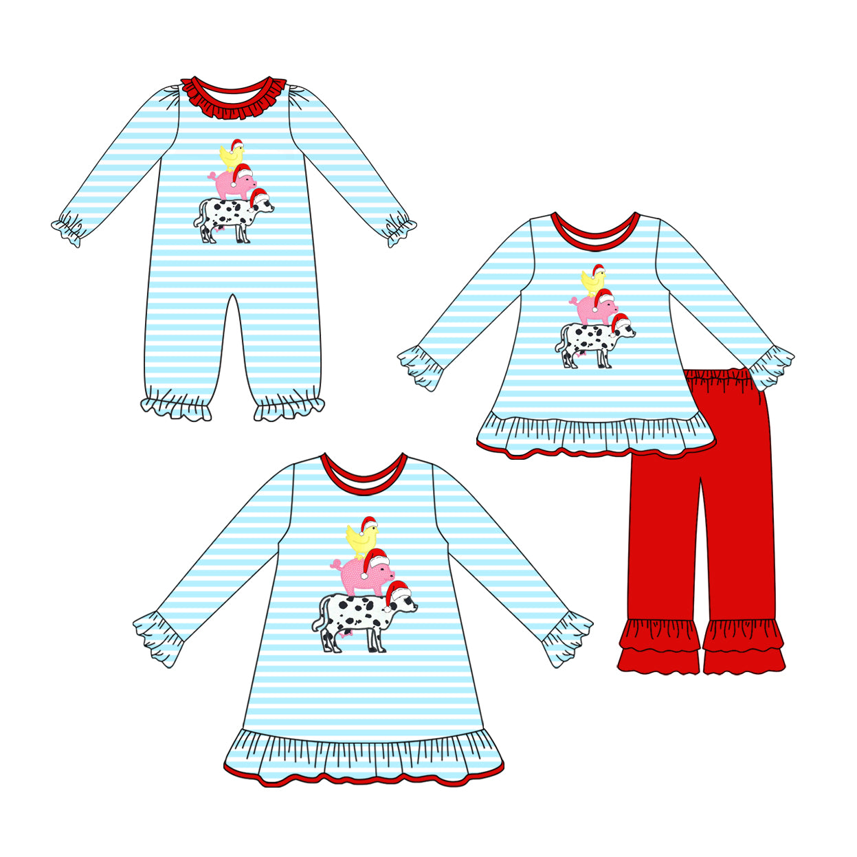 25.7.10 custom each style moq 5eta 4-6week Sibling Sisters Christmas baby girl long sleeve pants sets and dress and rompers match family design